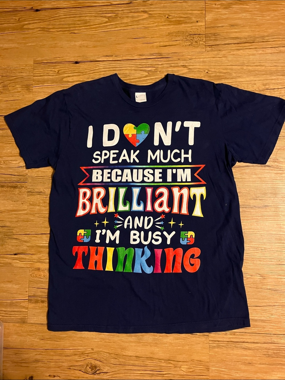 Adults Navy Blue Graphic Tee - 'I Don't Speak Much Because I'm Brilliant'